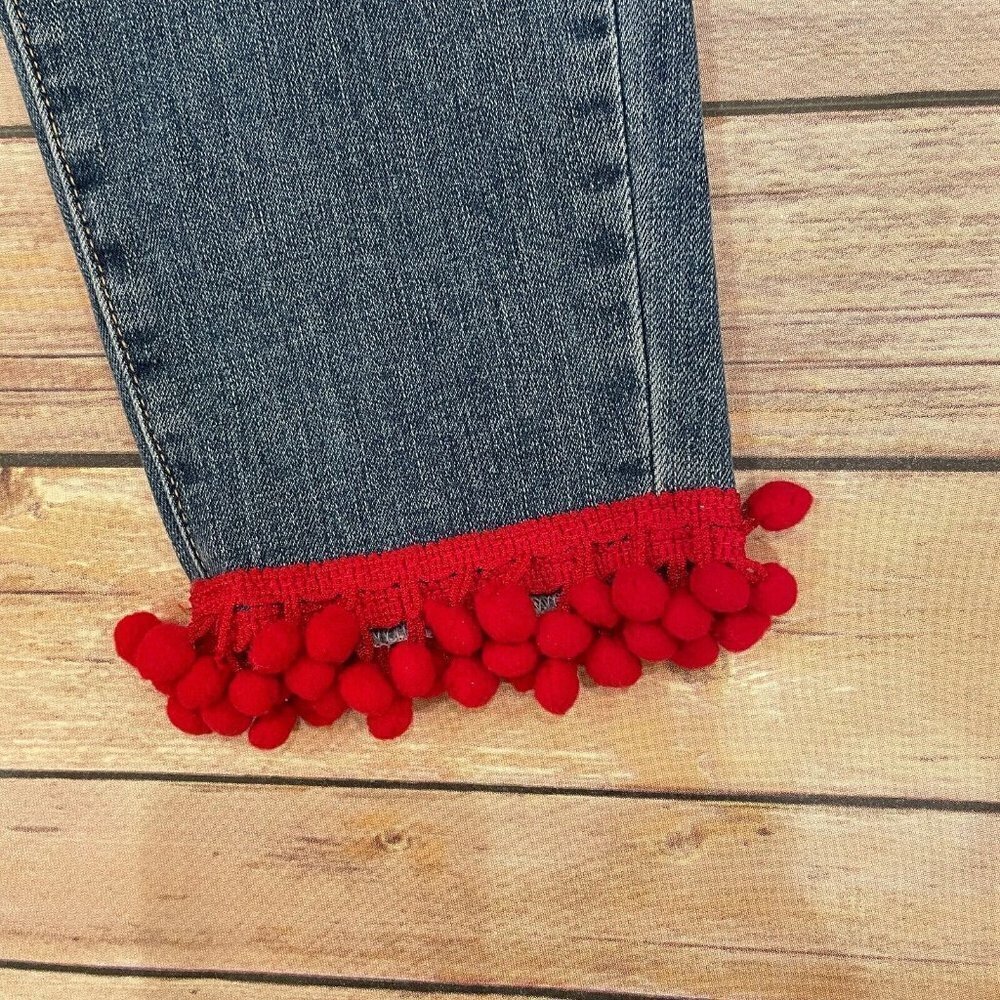 Good American Good Legs Skinny Jeans GAGLCP148 Red Pom Pom - Picture 3 of 10